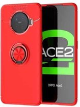 Voor OPPO ACE2 metalen ringhouder 360 graden roterende TPU-hoes (rood + rood)