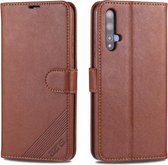 Voor Huawei Nova 5/5 Pro AZNS Schapenvacht Textuur Horizontale Flip Leren Case met Houder & Kaartsleuven & Portemonnee (Bruin)