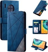 Voor Huawei Mate 30 Pro Skin Feel Splicing Horizontale flip lederen hoes met houder & kaartsleuven & portemonnee & fotolijst (blauw)