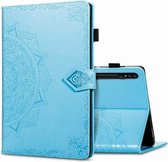 Voor Samsung Galaxy Tab S7 Halverwege Mandala Embossing Patroon Horizontale Flip PU Leather Case met Kaartsleuven & Houder & Pen Slot (Blauw)