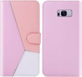 Voor Galaxy S8 Tricolor Stitching Horizontale Flip TPU + PU lederen tas met houder & kaartsleuven & portemonnee (roze)