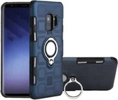 Voor Galaxy S9 2 in 1 kubus PC + TPU beschermhoes met 360 graden draaien zilveren ringhouder (marineblauw)