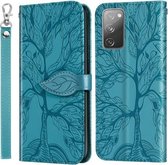 Voor Samsung Galaxy S20 FE Life of Tree Embossing Pattern Horizontale Flip Leather Case met houder & kaartsleuf & portemonnee & fotolijst & Lanyard (Lake Blue)