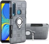 Voor Galaxy A9 (2018) 2 in 1 kubus pc + TPU beschermhoes met 360 graden draaien zilveren ringhouder (grijs)