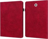 Voor Samsung Galaxy Tab S2 9.7 T815 Pauw Reliëfpatroon TPU + PU Horizontale Flip Leren Case met Houder & Kaartsleuven & Portemonnee (Rood)