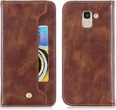 Voor Galaxy J6 koperen gesp nappa textuur horizontale flip lederen tas, met houder & kaartsleuven & portemonnee (bruin)