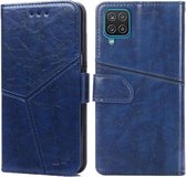 Voor Samsung Galaxy A12 Geometrische stiksels Horizontale Flip TPU + PU lederen tas met houder & kaartsleuven & portemonnee (blauw)