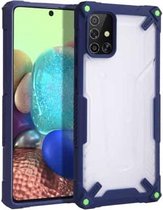 Voor Samsung Galaxy A71 Vierhoekige airbag schokbestendig TPU + semi-transparant pc-hoesje (blauw)