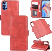 Voor OPPO Reno 4 5G Dual-side magnetische gesp horizontale flip lederen tas met houder & kaartsleuven & portemonnee (rood)