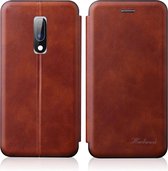 Voor OnePlus 6T / OnePlus 7 GeÃ¯ntegreerde elektriciteit die op Retro-textuur drukt Magnetische TPU + PU-lederen tas met kaartsleuf en houder (bruin)