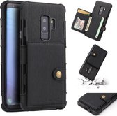 Voor Galaxy S9 + Brushed Texture Shockproof PU + TPU Case, met kaartsleuven & portemonnee en fotolijst (zwart)