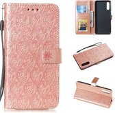 Geperst Printing Rattan Flower Pattern Horizontal Flip PU Leather Case for Galaxy A70, with Holder & Card Slots & Wallet & Photo Frame (Rose Gold)