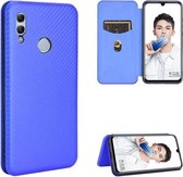 Voor Huawei Honor 10 Lite / P smart (2019) Koolstofvezel Textuur Magnetisch Horizontaal Flip TPU + PC + PU lederen tas met kaartsleuf (blauw)