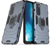 Voor vivo V20 SE PC + TPU schokbestendige beschermhoes met magnetische ringhouder (marineblauw)