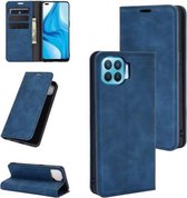 Voor OPPO F17 Pro Retro-skin Business magnetische zuignap lederen tas met houder & kaartsleuven en portemonnee (donkerblauw)