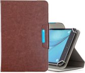 Voor 8 inch tablets universele effen kleur horizontale flip lederen tas met kaartsleuven & houder & portemonnee (bruin)