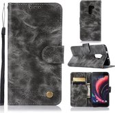 Voor HTC X10 Retro Koperen Gesp Crazy Horse Horizontale Flip PU Lederen Case met Houder & Kaartsleuven & Portemonnee & Lanyard (Grijs)