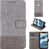 Voor Motorola Moto One MUXMA MX102 Horizontale flip canvas lederen tas met standaard & kaartsleuf & portemonnee-functie (grijs)