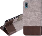 Voor Huawei Y6 Pro (2019) MUXMA MX102 Horizontale flip canvas lederen tas met standaard & kaartsleuf & portemonnee-functie (bruin)