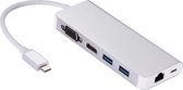 USB 3.0 Hubs 6 in 1 Type C Hub Type-C naar HDMI VGA RJ45 Dual USB3.0 PD Oplaadpoort Adapter Kabel Converter voor Laptop Macbook (Zilver)