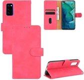 Voor Huawei Honor View30 / View30 Pro Effen Kleur Huidgevoel Magnetische Gesp Horizontale Flip Kalf Textuur PU Lederen Case met Houder & Kaartsleuven & Portemonnee (Rose Rood)