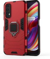 Voor OPPO Realme 7 PC + TPU schokbestendige beschermhoes met magnetische ringhouder (rood)