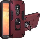 Voor Motorola E5 Play / E5 (Amerikaanse versie) 2 in 1 Armor Series PC + TPU beschermhoes met ringhouder (wijnrood)