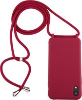 Voor iPhone XR Candy Color TPU beschermhoes met draagkoord (rood)