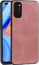 Voor OPPO Reno4 Crazy Horse getextureerd kalfsleer PU + PC + TPU-hoes (rosÃ©goud)