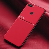 Voor Huawei Honor 9i Classic Tilt Strip Grain Magnetisch Schokbestendig PC + TPU Case (Rood)