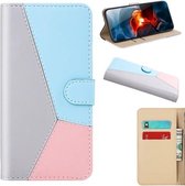 Voor Nokia 2.4 Tricolor Stitching Horizontale Flip TPU + PU lederen tas met houder & kaartsleuven & portemonnee (grijs)