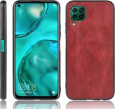 Voor Huawei Nova 6 SE schokbestendig naaien koe patroon huid PC + PU + TPU Case (rood)