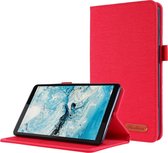 Voor lenovo tab m7 horizontale flip tpu + stof pu lederen beschermhoes met naamkaartje clip (rood)
