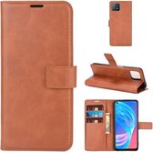 Retro kalfspatroon gesp horizontale flip lederen tas met houder & kaartsleuven & portemonnee voor OPPO A72 5G / A73 5G (lichtbruin)