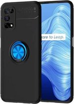 Voor OPPO Realme 7 Pro metalen ringhouder 360 graden roterende TPU-hoes (zwart + blauw)