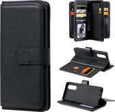 Voor Sony Xpeira 5 multifunctionele magnetische koperen gesp horizontale flip effen kleur lederen tas met 10 kaartsleuven & portemonnee & houder & fotolijst (zwart)