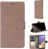 Voor Samsung Galaxy A32 5G Retro Frosted Horizontale Flip PU Lederen Case met Houder & Kaartsleuven & Portemonnee & Fotolijst (Crème Kleur)