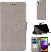Voor Samsung Galaxy A52 5G Retro Frosted Horizontale Flip PU lederen tas met houder & kaartsleuven & portemonnee & fotolijst (grijs)