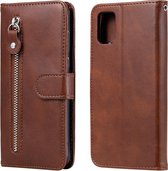 Voor Samsung Galaxy A31 Mode Kalf Textuur Rits Horizontale Flip Leren Case met Houder & Kaartsleuven & Portemonnee (Bruin)