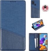 Voor Samsung Galaxy A21s MUXMA MX109 Horizontale flip lederen tas met houder & kaartsleuf & portemonnee (blauw)
