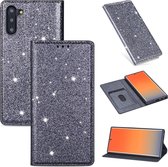 Voor Samsung Galaxy Note 10 Ultradunne glitter magnetische horizontale flip lederen tas met houder en kaartsleuven (grijs)