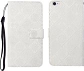 Etnische stijl reliëf patroon horizontale flip lederen tas met houder & kaartsleuven & portemonnee & lanyard voor iPhone SE 2020/8/7 (wit)