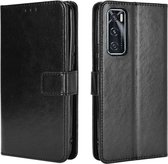 Voor vivo V20 SE / Y70 2020 Retro Crazy Horse Texture Horizontale flip lederen tas, met houder & kaartsleuven en fotolijst (zwart)