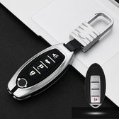 Auto Lichtgevende All-inclusive Zinklegering Sleutel Beschermhoes Sleutel Shell voor Nissan D Style Smart 4-knop (Zilver)