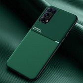 Voor OPPO Reno5 5G Classic Tilt Strip Grain Magnetisch Schokbestendig PC + TPU-hoesje (groen)