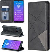 Rhombus Texture Horizontal Flip Magnetische lederen tas met houder en kaartsleuven voor Huawei Y7 (2019) / Y7 Prime (2019) (zwart)