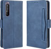 Voor Sony Xperia 1 II Wallet Style Skin Feel Calf Pattern Leather Case, met aparte kaartsleuf (blauw)