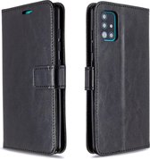 Voor Galaxy A51 Crazy Horse Texture Horizontale Flip Leather Case met houder & kaartsleuven & portemonnee & fotolijst (zwart)
