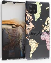 kwmobile telefoonhoesje voor Samsung Galaxy A42 5G - Hoesje voor smartphone in zwart / meerkleurig / transparant - Travel Wereldkaart design