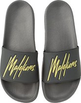 Malelions Slippers - Slides - Matt Grey/Neon Yellow - Maat 44